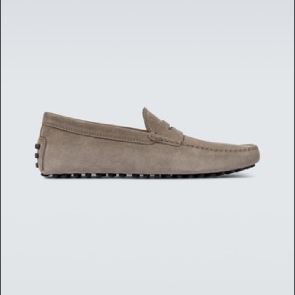 Men's Taupe Suede Penny Loafers